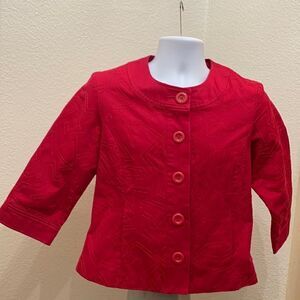 Cold Water Creek Pink Fuchsia Size Petite 12 Lined 100% Cotton Embroider Button